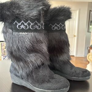 Tecnica Black Fur Winter Boots size 9.